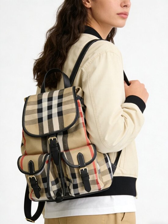 Burberry Enfield Check Canvas Backpack Archive Beige IP Check 8109273 main image 4